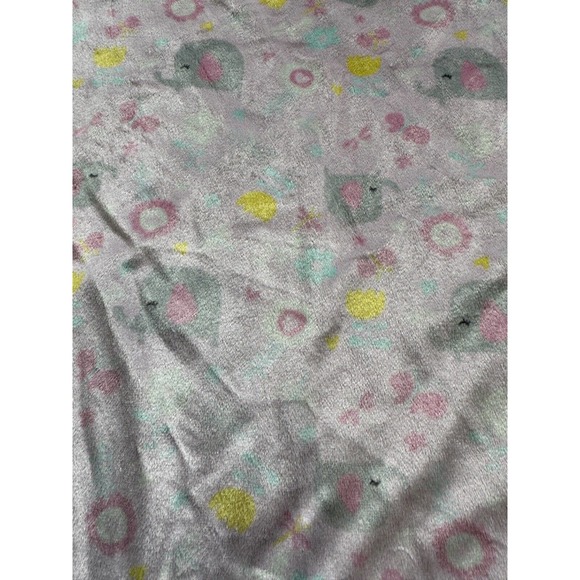 Chick Pea Pink Gray Elephant Butterfly Flowers Sherpa Kids Baby Lovey Blanket - Picture 4 of 11